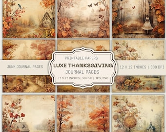 Thanksgiving Digital Paper Pack – Rustic Autumn Scrapbook (Digital Download)