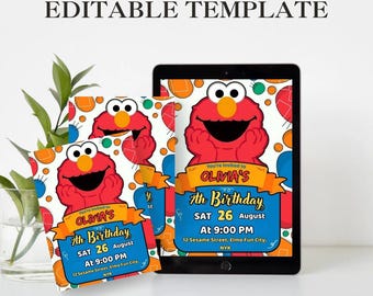 Editable Elmo Birthday Invitation: Sesame Street Party Invite (Digital Download)