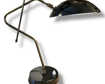 Jean Boris Lacroix Desk Lamp 1950s French Mid Century Brass Black