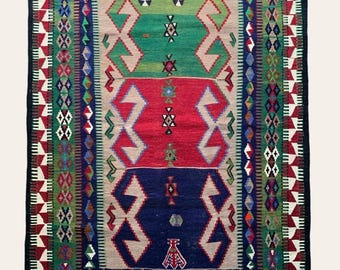 Antique Konya Obruk Kilim - Handwoven Anatolian Wool Rug