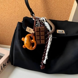 Leather Bag Charm Keychain: French Goatskin Purse Accessory