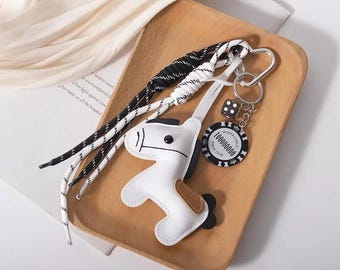Leather Bag Charm Keychain: Handmade Goatskin Backpack Accessory