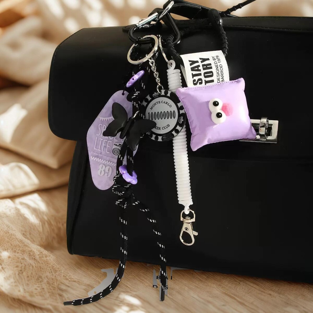 Leather Bag Charm Keychain, Y2K Backpack Accessory - Etsy