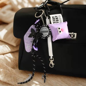 Leather Bag Charm Keychain, Y2K Backpack Accessory