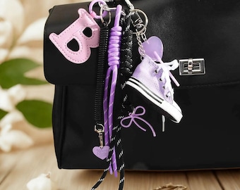 Leather Sneaker Keychain, Handmade Bag Charm, Backpack Accessory