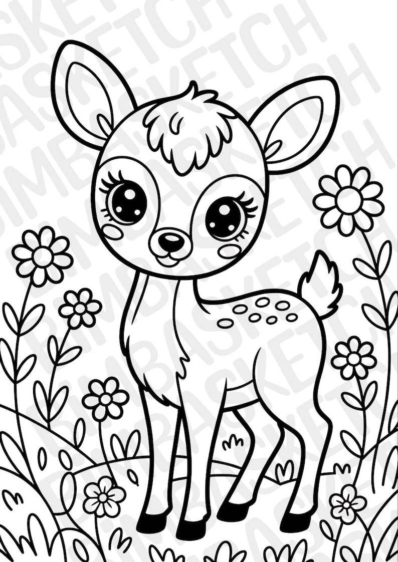 Cute Animals Coloring Book for Kids – 20 Kawaii Animal Pages, Printable ...