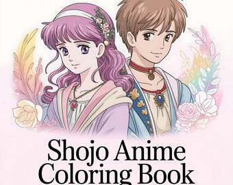 Shojo Anime Coloring Book – 30 Elegant Fantasy Characters in Delicate Line Art