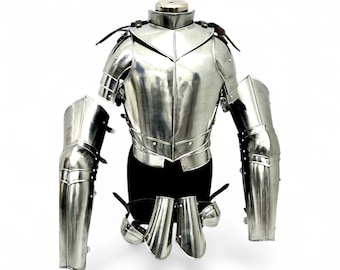Handmade Medieval Steel Half Armor Suit | Knight Cuirass, Pauldrons, LARP Cosplay