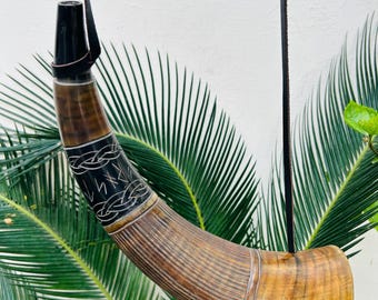 Hand-Engraved Viking War Horn: Medieval Battle Trumpet, Hunting Bugle