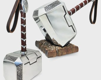 Personalisierte Thor Mjölnir Hammer-Replik, Filmrequisite im Maßstab 1:1, Wikinger-Cosplay aus Metall (38 cm hoch)