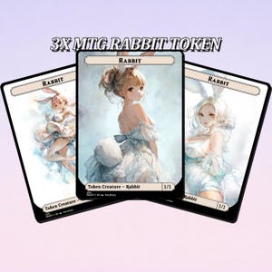 Magic Token Set, Rabbit Token 1/1, Waifu Anime Bunny Girl. Foil Proxy Card Option.