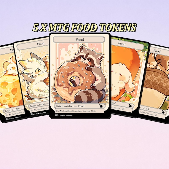 5X MTG Token, Bloomburrow Food Token Set, Anime Magic Proxy, EDH Playtest