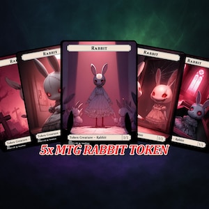 MTG Rabbit Token Set 1/1, Custom MTG Tokens, Dark Anime Horror Fantasy Card