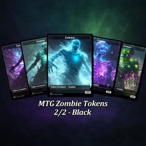 Set di gettoni Zombie, gettoni Magic personalizzati con grafica completa. 2/2 e neri, decomposti. Dimensioni standard.