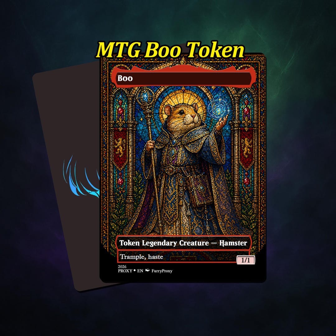 MTG Boo Token 1/1, Stained Glass Animal, Foil Proxy Card Option ...