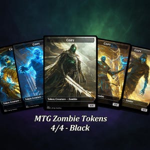 4/4 zombie token (copy), Custom magic zombie tokens, Standard Size, Matte Finish.