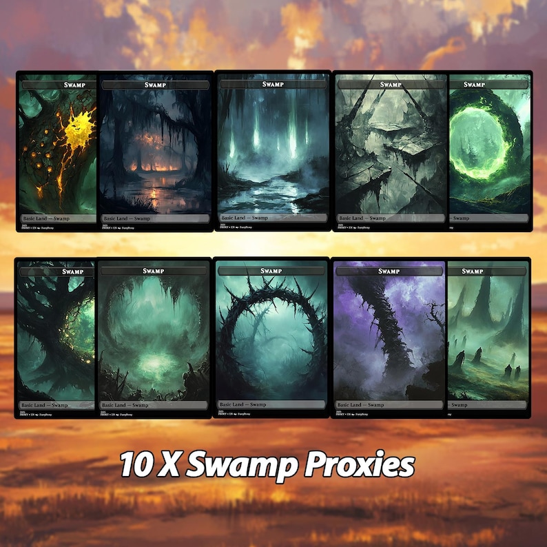 Basic Land Set (50+ Cards), Fantasy Concept Art Proxy Lands for Edh ...
