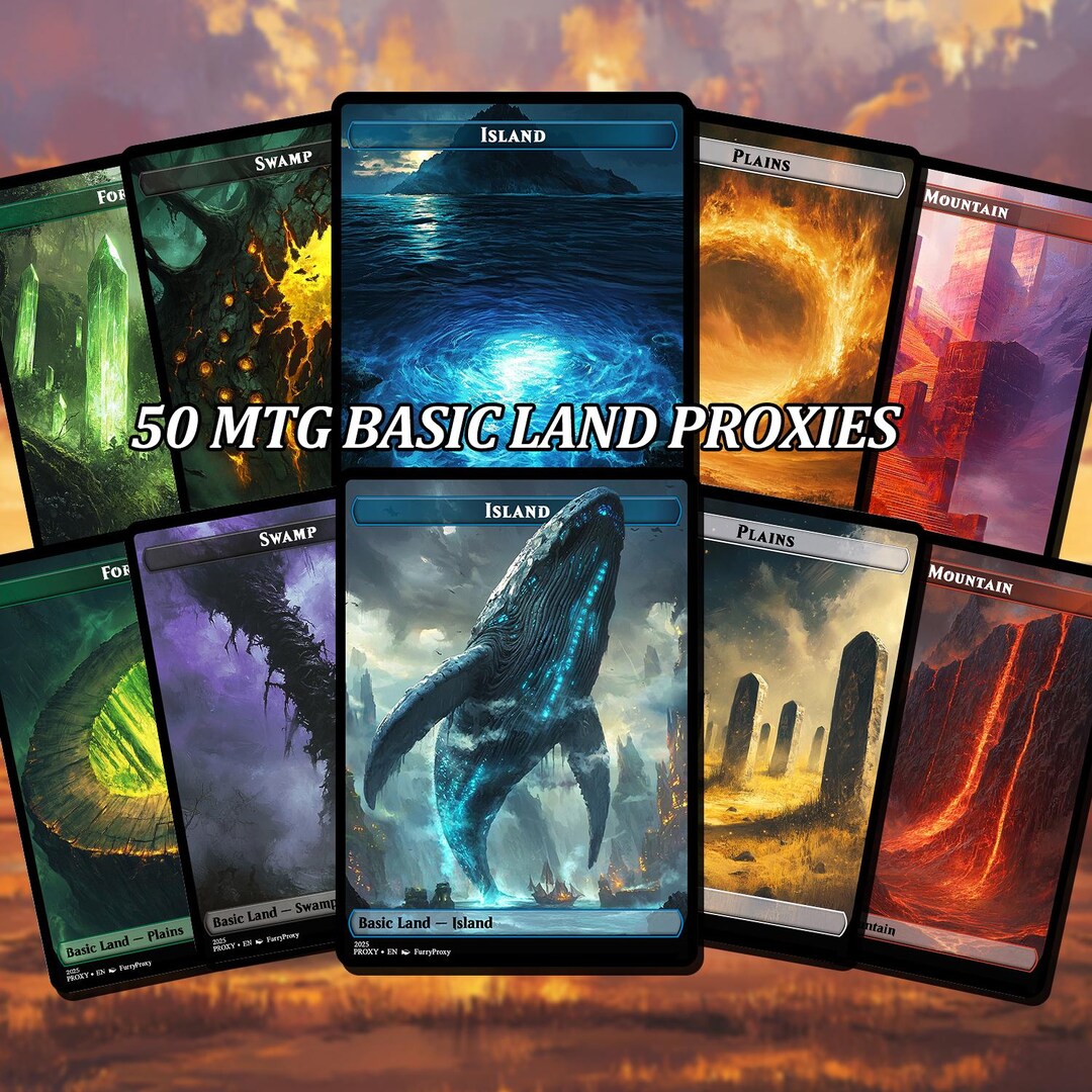 Basic Land Set (50+ Cards), Fantasy Concept Art Proxy Lands for Edh ...