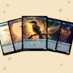 MTG Bird Token Set, 1-1 & 2-2 Blue Flying, Custom Magic Tokens.