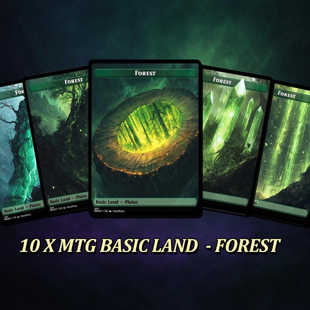 10 X Basic Land Forest , Custom Forest Proxy, Full Art Standard Size ...