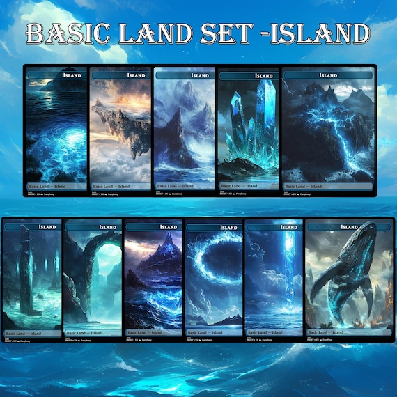 Island Proxy Basic Land Set , 10 X Epic Fantasy Style MTG Island, Standard  Size. - Etsy