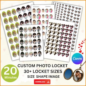 Custom Photo Oval Locket Inserts: Locket Picture Print, Love Locket, Heart Locket Size Photo, Digital Locket Image, Printable Locket Photos