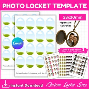 Custom Photo Oval Locket Inserts: Locket Picture Print, Love Locket, Heart Locket Size Photo, Digital Locket Image, Printable Locket Photos