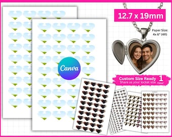 Custom Photo Heart Locket Prints: Love Locket Pictures | Printable Locket Photos, Heart Locket Size Insert, Digital Locket, Digital Prints