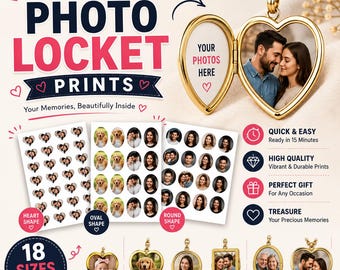 Foto personalizzate per medaglioni - Diverse dimensioni e forme / Foto personalizzate per medaglioni, cuori e tasche rotonde - Gioielli fai da te per creare ricordi