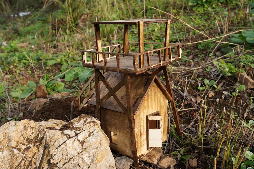 Wooden Watchtower Cabin Kit – DIY Miniature Diorama, Laser Cut Model - Etsy