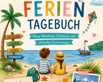 Journal de vacances pour enfants (PDF) | Journal de vacances à remplir | Activité pour les vacances d'été | Carnet de voyage | Format A5 à imprimer