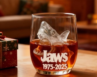 Unique Crystal Wine Glasses Jaws 50th Anniversary Shark Wine Glass Gift For Him