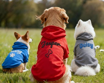 Felpa con cappuccio personalizzata per cani - Vestito per animali domestici con nome ricamato personalizzato