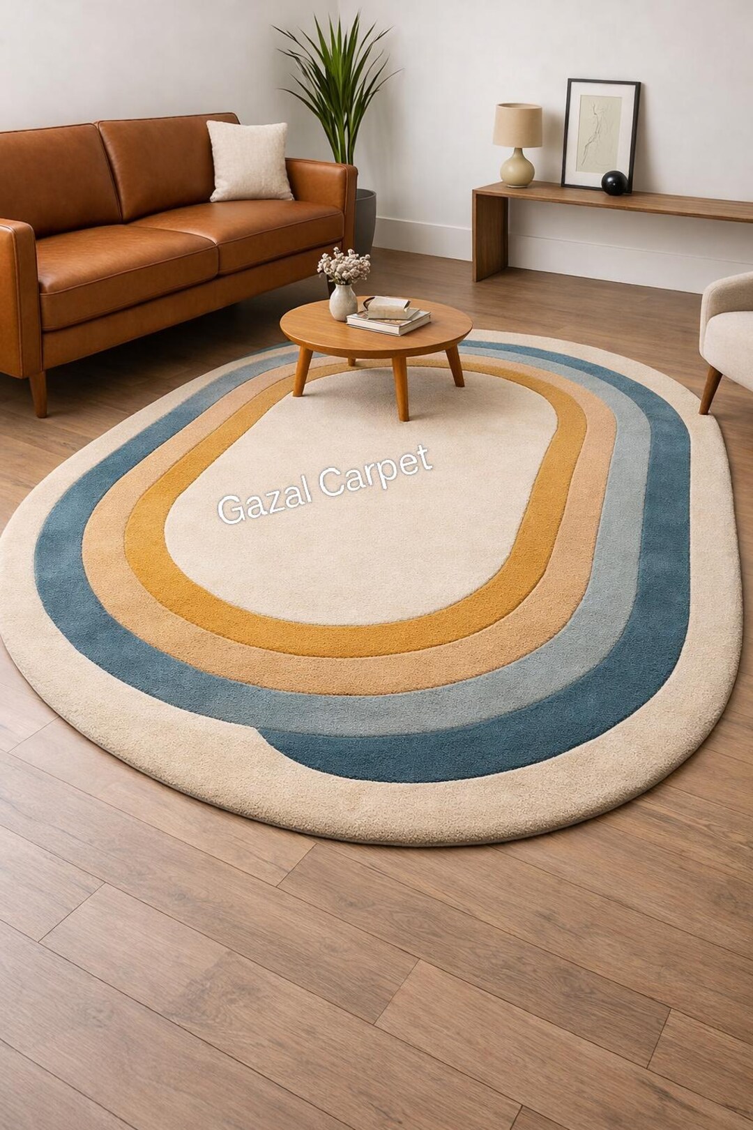 Arc Rug Round Modern Arc Rug | Layered Rainbow Circle Carpet | Minimal Abstract ...