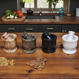 Marmormortel och mortelstötset | Örtkvarn | Stenkrossningsskål för köksbänkskiva