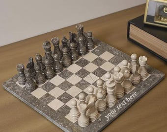 Marmor Schachspiel | Schach Brettspiel | Handgefertigte Stein Stücke für Wohnkultur