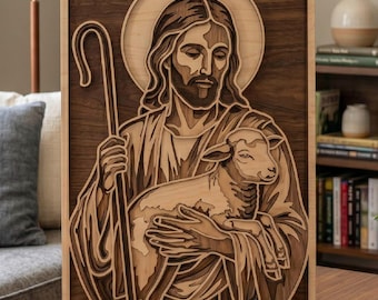 Gesù SVG/ Scatola tridimensionale multistrato, Decorazione murale cristiana fai da te, Taglio laser, Cricut, CNC