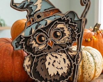 Wizard Owl Layered SVG/ Magical Bird/ Cut File/ Fantasy/ Laser Design