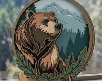 Bergwald SVG/ Wildtiere/ Laser Cut/ Cricut/ Rustikale Hütte/ Wand Dekoration/ CNC