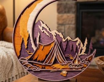 3D Camping Layered SVG / Multilayer Laser cut / DIY Schattenbox / Sperrholz schneiden / Cricut Decor