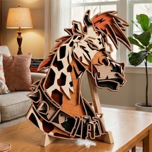 Giraffe Head SVG/ 3D Layered Animal/ Safari Style/ Laser Cut/ CNC/ Cricut Decor