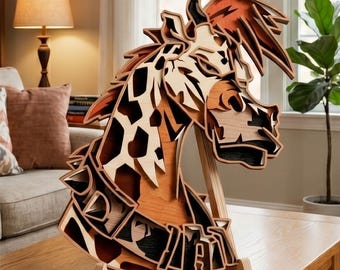 Giraffe Kopf SVG / 3D Schicht Tier / Safari Stil / Laser Schnitt / CNC / Cricut Dekor