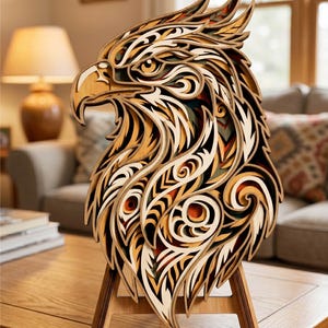 3D Eagle SVG/ Layered Laser Cut/ Wildlife Bird Mandala/ Cricut/ Glowforge/ Wall Decor/ CNC
