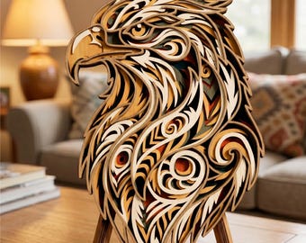 Adler 3D SVG/ Laser Cut/ Wildtier Vogel Mandala/ Cricut/ Glowforge/ Wand Dekoration/ CNC