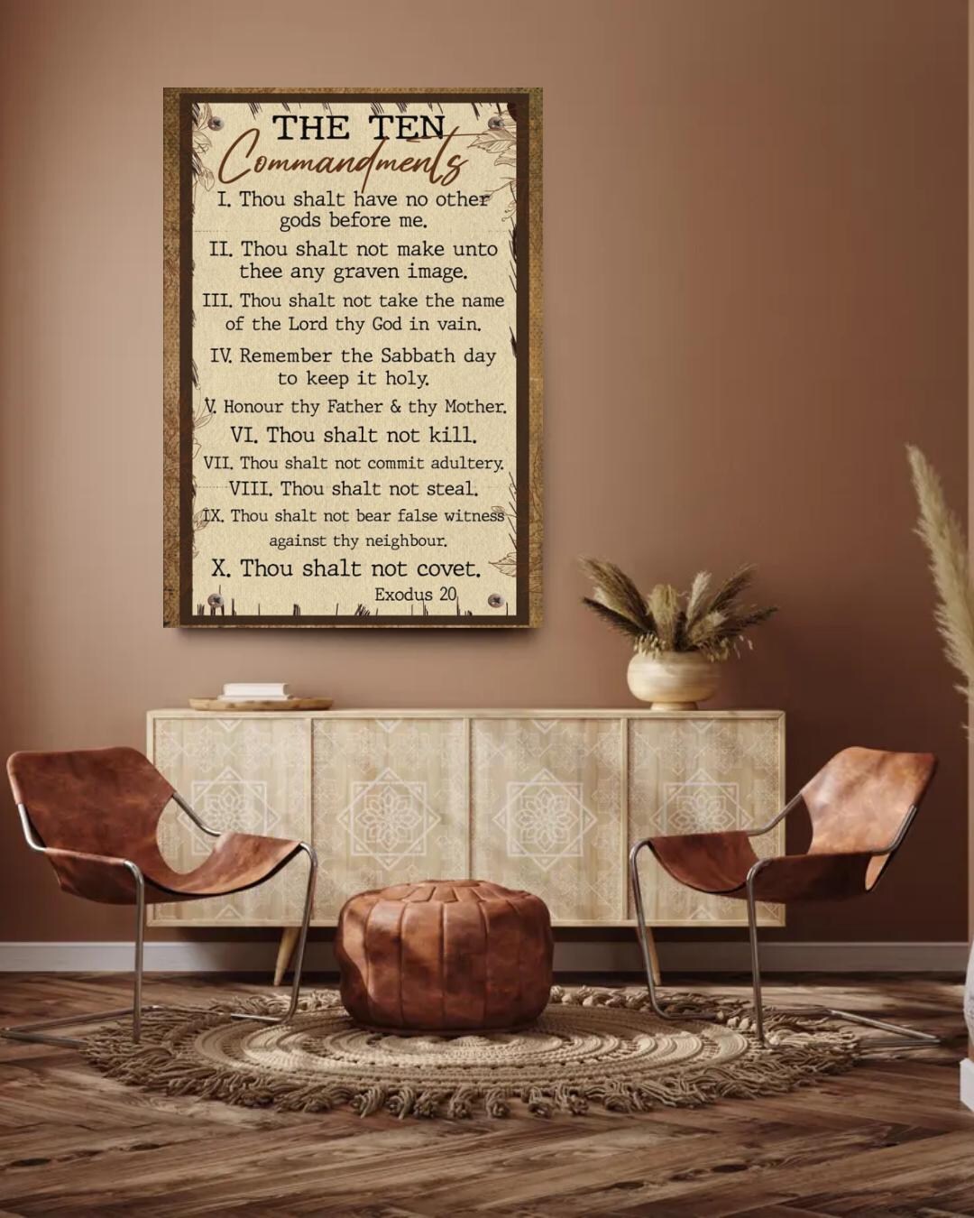 The Ten Commandments Wall Art, Exodus 20 Bible Verse Canvas Print ...