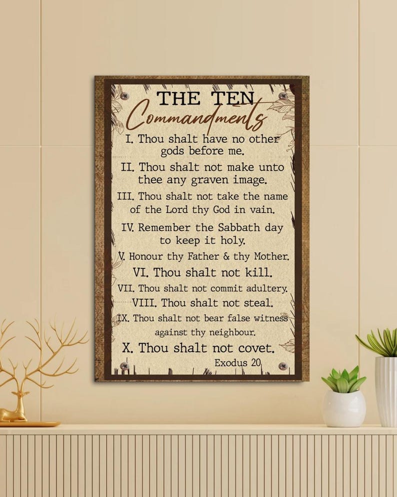 10 Commandments Text The Ten Commandments Wall Art, Exodus 20 Bible Verse Canvas Print ...