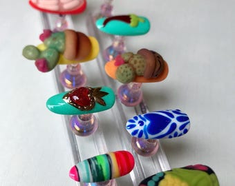 Fiesta Mexicana | Mexican Nail Art Set | Fiesta Folklore Nails | 3D Statement Press Ons | Limited Edition September 15th Press On Nails