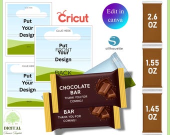 Chocolate Bar Wrapper Template Bundle, Chocolate Bar Label, Chocolate Template, Candy Bar Wrapper Template, Wrapper Template, Canva Editable