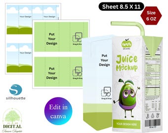 Plantilla de caja de jugo, plantilla de envoltorio de caja de jugo, etiqueta SVG de caja de jugo, calcomanía de caja de jugo, plantilla en blanco de caja de jugo, obsequio de fiesta, caja de empaque