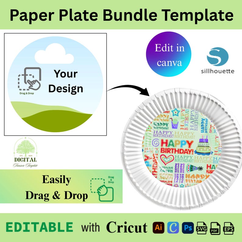 Paper Plate Template, DIY Paper Plate, Editable Charger Plate Template ...